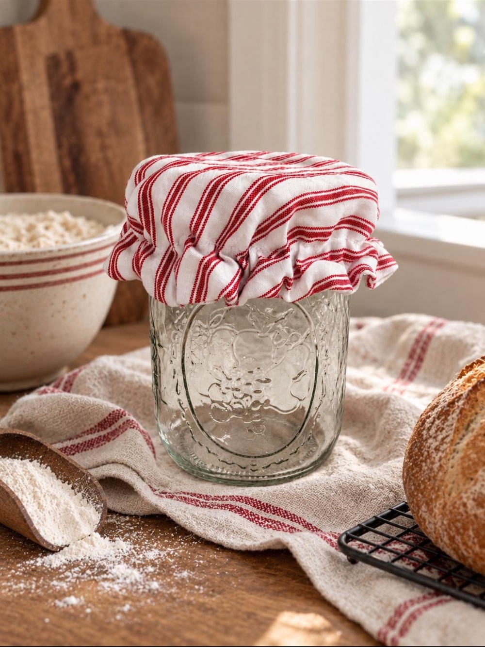 Red Stripe Mason Jar Cover - Classic Kitchen Jar Lid
